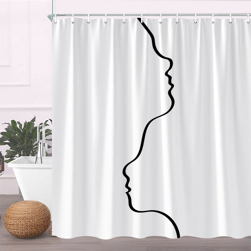 Modna djevojka Prugasta zavjesa za tuširanje Seksi crvene usne Ženska dekoracija kupaonice s visokom potpeticom Zaslon od vodootporne tkanine Zavjese