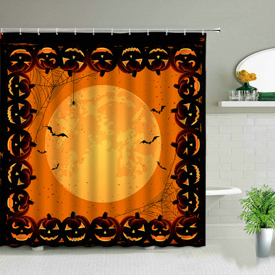 Helovīna ķirbju dušas aizkari komplekts jauks multfilmas galvaskauss ragana mēness brīvdienu bērniem vannas istabas dekorēšana vannas ekrāns ar āķiem