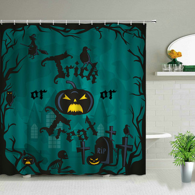 Helovīna ķirbju dušas aizkari komplekts jauks multfilmas galvaskauss ragana mēness brīvdienu bērniem vannas istabas dekorēšana vannas ekrāns ar āķiem