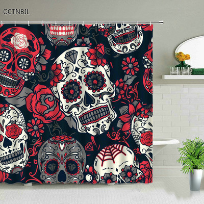 Helovīna ķirbju dušas aizkari komplekts jauks multfilmas galvaskauss ragana mēness brīvdienu bērniem vannas istabas dekorēšana vannas ekrāns ar āķiem