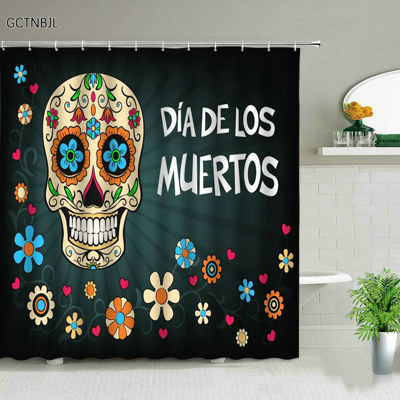 Helovīna ķirbju dušas aizkari komplekts jauks multfilmas galvaskauss ragana mēness brīvdienu bērniem vannas istabas dekorēšana vannas ekrāns ar āķiem