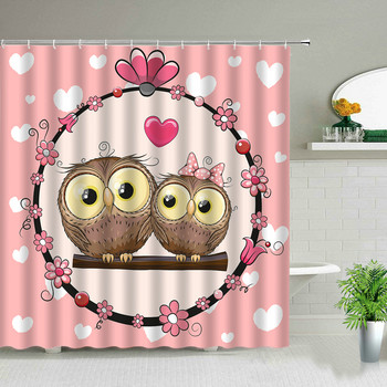 Деца Любима баня Декоративни завеси за душ Водоустойчива полиестерна тъкан Завеса за баня Животно Карикатура Сова Завеса с печат