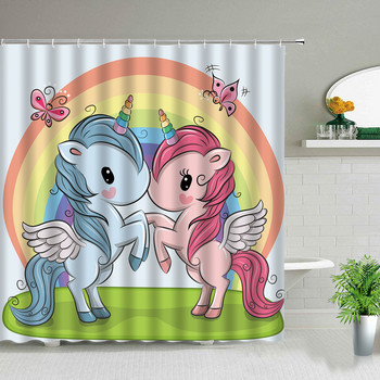 Αγαπημένες παιδικές διακοσμητικές κουρτίνες μπάνιου Αδιάβροχο πολυεστερικό ύφασμα κουρτίνα μπάνιου Animal Cartoon κουκουβάγια κουρτίνα εκτύπωσης