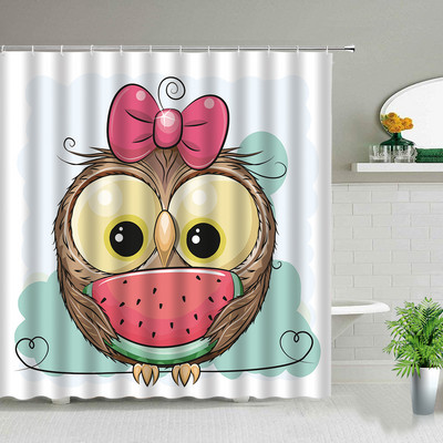 Djeci omiljene kupaonske ukrasne zavjese za tuširanje Vodootporna poliesterska tkanina Zavjesa za kadu Zavjesa s ispisom sove u obliku životinja