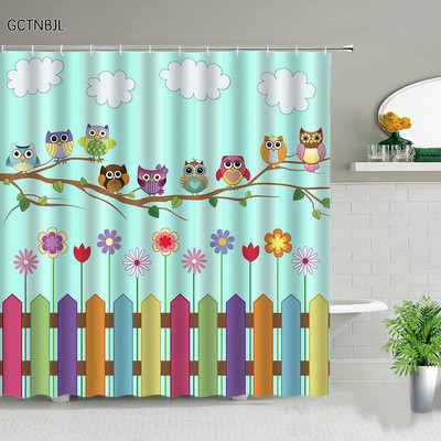 Djeci omiljene kupaonske ukrasne zavjese za tuširanje Vodootporna poliesterska tkanina Zavjesa za kadu Zavjesa s ispisom sove u obliku životinja