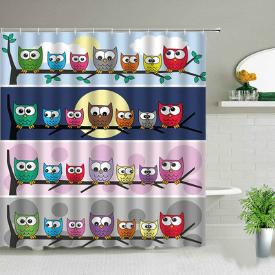 Djeci omiljene kupaonske ukrasne zavjese za tuširanje Vodootporna poliesterska tkanina Zavjesa za kadu Zavjesa s ispisom sove u obliku životinja