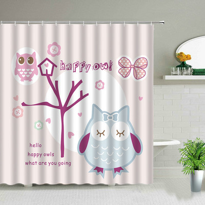 Djeci omiljene kupaonske ukrasne zavjese za tuširanje Vodootporna poliesterska tkanina Zavjesa za kadu Zavjesa s ispisom sove u obliku životinja