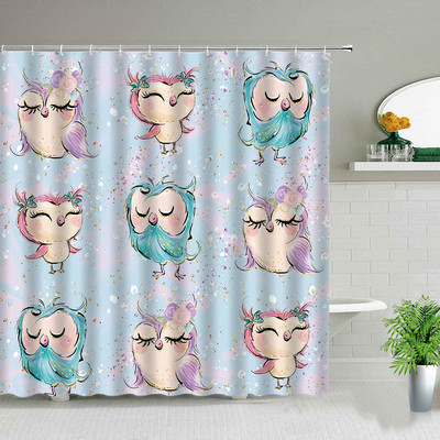 Djeci omiljene kupaonske ukrasne zavjese za tuširanje Vodootporna poliesterska tkanina Zavjesa za kadu Zavjesa s ispisom sove u obliku životinja
