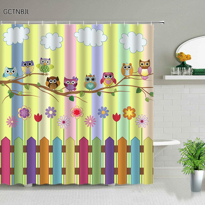 Djeci omiljene kupaonske ukrasne zavjese za tuširanje Vodootporna poliesterska tkanina Zavjesa za kadu Zavjesa s ispisom sove u obliku životinja