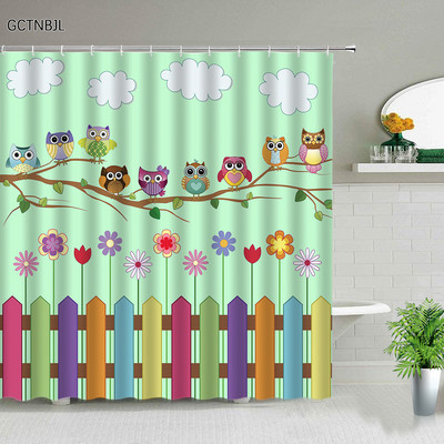 Djeci omiljene kupaonske ukrasne zavjese za tuširanje Vodootporna poliesterska tkanina Zavjesa za kadu Zavjesa s ispisom sove u obliku životinja