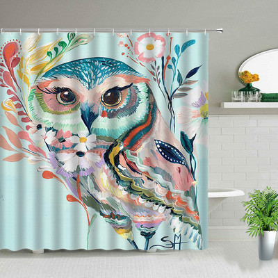 Djeci omiljene kupaonske ukrasne zavjese za tuširanje Vodootporna poliesterska tkanina Zavjesa za kadu Zavjesa s ispisom sove u obliku životinja