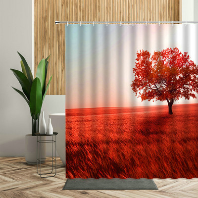Šuma Javor Drvo Tuš Zavjesa Vodopad Džungla Jesen Priroda Narančasto lišće Dekor kupaonice Zavjese za kadu Jeftino uređenje doma