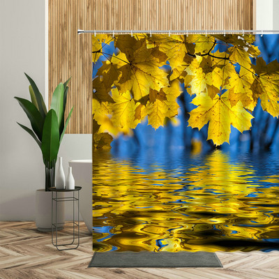 Šuma Javor Drvo Tuš Zavjesa Vodopad Džungla Jesen Priroda Narančasto lišće Dekor kupaonice Zavjese za kadu Jeftino uređenje doma