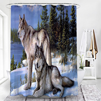 Κουρτίνες μπάνιου Nordic Wolf Animals Κουρτίνα μπάνιου Tiger Υψηλής ποιότητας αδιάβροχο πολυεστέρας για μπάνιο με γάντζους 12 τμχ