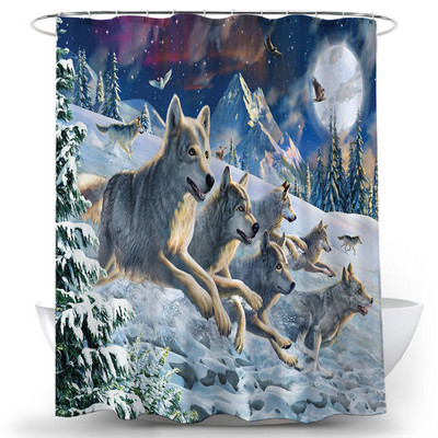 Nordic Wolf Zavjese za tuširanje Životinje Tigar Zavjesa za kadu Visokokvalitetni vodootporni poliester za kupaonicu s 12 komada kuka