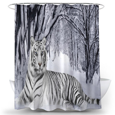 Nordic Wolf Zavjese za tuširanje Životinje Tigar Zavjesa za kadu Visokokvalitetni vodootporni poliester za kupaonicu s 12 komada kuka
