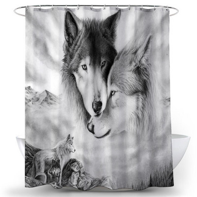 Nordic Wolf Zavjese za tuširanje Životinje Tigar Zavjesa za kadu Visokokvalitetni vodootporni poliester za kupaonicu s 12 komada kuka