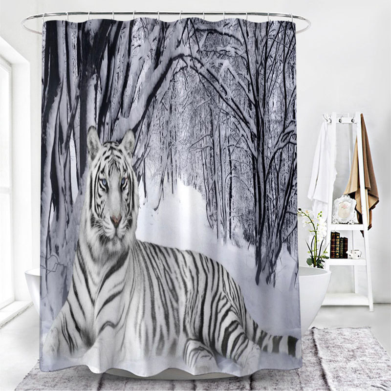 Nordic Wolf Zavjese za tuširanje Životinje Tigar Zavjesa za kadu Visokokvalitetni vodootporni poliester za kupaonicu s 12 komada kuka