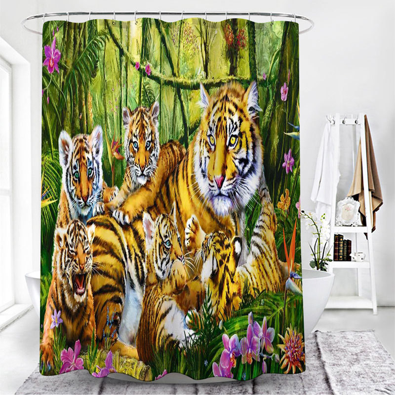 Nordic Wolf Zavjese za tuširanje Životinje Tigar Zavjesa za kadu Visokokvalitetni vodootporni poliester za kupaonicu s 12 komada kuka