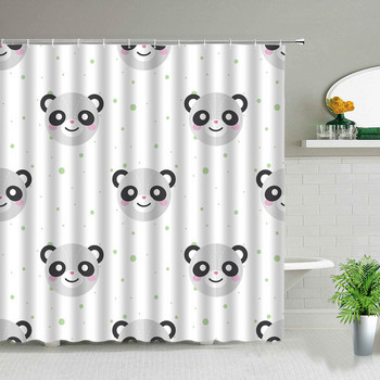 Κουρτίνες μπάνιου με αγελάδες κινούμενα σχέδια Παιδικές κουρτίνες Αγρόκτημα λουλούδι Ζώο ελέφαντα Panda Bear Μονόκερος κουκουβάγια κουνέλι Σετ κουρτίνας μπάνιου