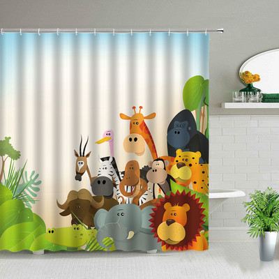 Crtane krave Zavjese za tuširanje Dječje zavjese Farma Cvijeće Životinje Slon Panda Medvjed Jednorog Sova Zec Komplet kupaonskih zavjesa