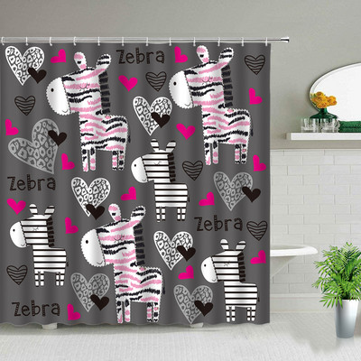 Crtane krave Zavjese za tuširanje Dječje zavjese Farma Cvijeće Životinje Slon Panda Medvjed Jednorog Sova Zec Komplet kupaonskih zavjesa