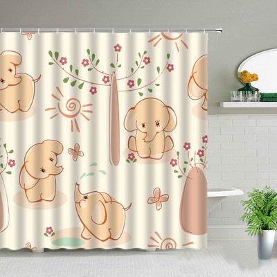 Crtane krave Zavjese za tuširanje Dječje zavjese Farma Cvijeće Životinje Slon Panda Medvjed Jednorog Sova Zec Komplet kupaonskih zavjesa