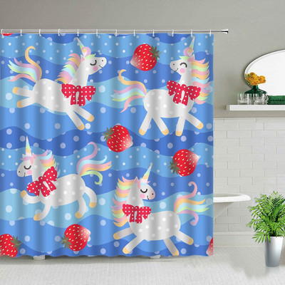 Crtane krave Zavjese za tuširanje Dječje zavjese Farma Cvijeće Životinje Slon Panda Medvjed Jednorog Sova Zec Komplet kupaonskih zavjesa