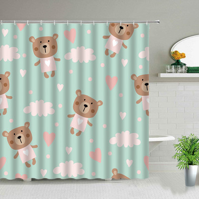 Crtane krave Zavjese za tuširanje Dječje zavjese Farma Cvijeće Životinje Slon Panda Medvjed Jednorog Sova Zec Komplet kupaonskih zavjesa