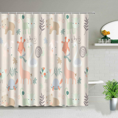 Crtane krave Zavjese za tuširanje Dječje zavjese Farma Cvijeće Životinje Slon Panda Medvjed Jednorog Sova Zec Komplet kupaonskih zavjesa