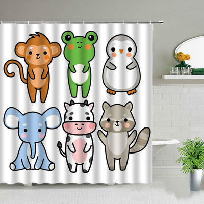 Crtane krave Zavjese za tuširanje Dječje zavjese Farma Cvijeće Životinje Slon Panda Medvjed Jednorog Sova Zec Komplet kupaonskih zavjesa