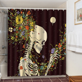 Κουρτίνα μπάνιου Gothic Love Skull αδιάβροχο πολυεστερικό ύφασμα Cool κουρτίνες μπάνιου Scary Halloween Διακόσμηση σπιτιού Cortinas