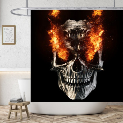 Gotička ljubavna zavjesa za tuširanje Lubanja Vodootporna poliesterska tkanina Cool Kupaonske zavjese Zastrašujuće Dekoracija doma za Noć vještica Cortinas