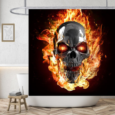 Gotička ljubavna zavjesa za tuširanje Lubanja Vodootporna poliesterska tkanina Cool Kupaonske zavjese Zastrašujuće Dekoracija doma za Noć vještica Cortinas