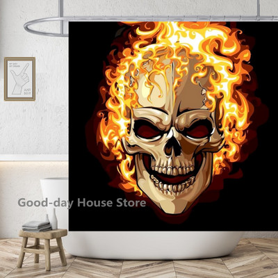 Gotička ljubavna zavjesa za tuširanje Lubanja Vodootporna poliesterska tkanina Cool Kupaonske zavjese Zastrašujuće Dekoracija doma za Noć vještica Cortinas