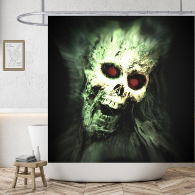 Gotička ljubavna zavjesa za tuširanje Lubanja Vodootporna poliesterska tkanina Cool Kupaonske zavjese Zastrašujuće Dekoracija doma za Noć vještica Cortinas