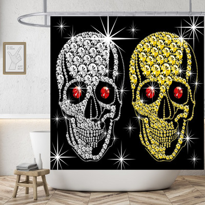 Gotička ljubavna zavjesa za tuširanje Lubanja Vodootporna poliesterska tkanina Cool Kupaonske zavjese Zastrašujuće Dekoracija doma za Noć vještica Cortinas