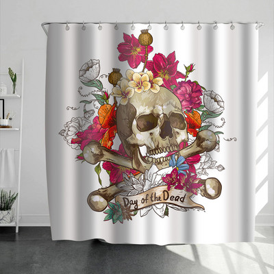 Gotička ljubavna zavjesa za tuširanje Lubanja Vodootporna poliesterska tkanina Cool Kupaonske zavjese Zastrašujuće Dekoracija doma za Noć vještica Cortinas