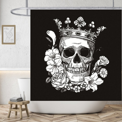 Gotička ljubavna zavjesa za tuširanje Lubanja Vodootporna poliesterska tkanina Cool Kupaonske zavjese Zastrašujuće Dekoracija doma za Noć vještica Cortinas