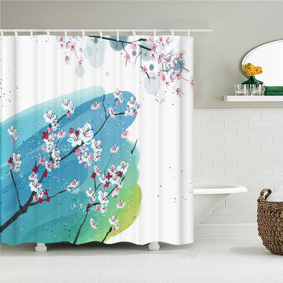 Kineski Lotus 3d zavjese za tuširanje s kukama Vodootporna tkanina Prekrasni cvjetovi otisnuti Kupaonska zavjesa Dekoracija ekrana za kadu