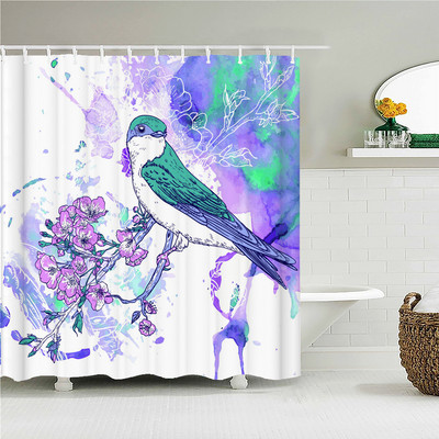 Kineski Lotus 3d zavjese za tuširanje s kukama Vodootporna tkanina Prekrasni cvjetovi otisnuti Kupaonska zavjesa Dekoracija ekrana za kadu