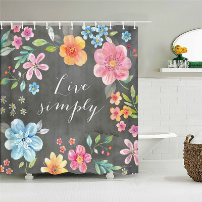 Kineski Lotus 3d zavjese za tuširanje s kukama Vodootporna tkanina Prekrasni cvjetovi otisnuti Kupaonska zavjesa Dekoracija ekrana za kadu