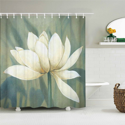 Kineski Lotus 3d zavjese za tuširanje s kukama Vodootporna tkanina Prekrasni cvjetovi otisnuti Kupaonska zavjesa Dekoracija ekrana za kadu