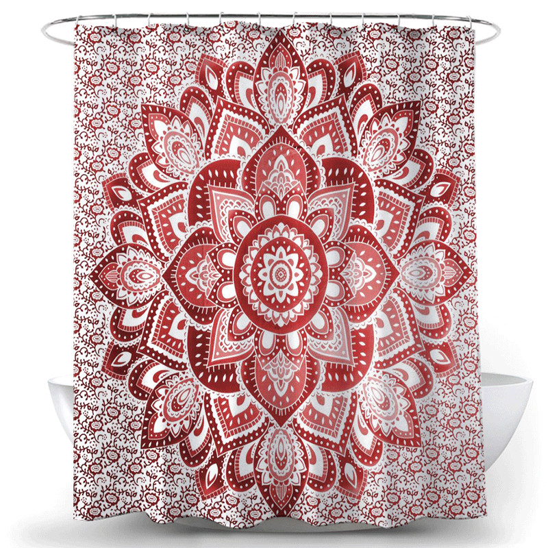 Bohēmijas dušas aizkars Indijas mandala vannas istabas ūdensnecaurlaidīgs mājas dekors Estētiskā vannas ekrāna starpsiena Cortina De Banheiro