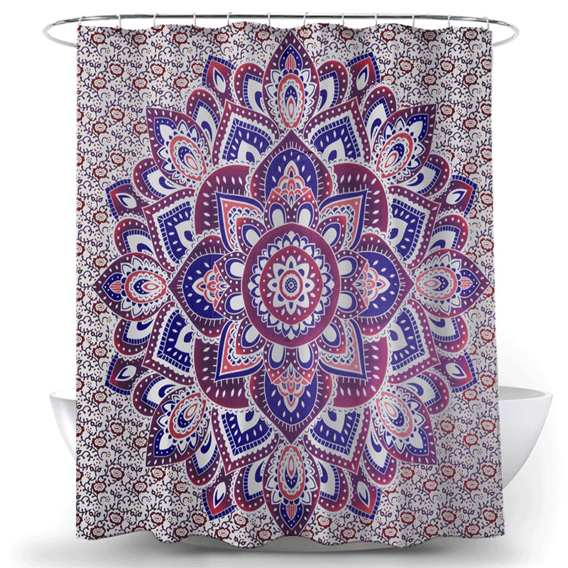 Bohēmijas dušas aizkars Indijas mandala vannas istabas ūdensnecaurlaidīgs mājas dekors Estētiskā vannas ekrāna starpsiena Cortina De Banheiro