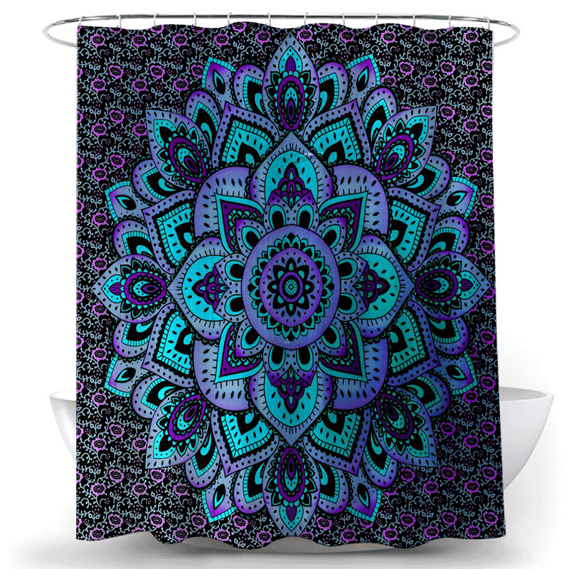 Bohēmijas dušas aizkars Indijas mandala vannas istabas ūdensnecaurlaidīgs mājas dekors Estētiskā vannas ekrāna starpsiena Cortina De Banheiro