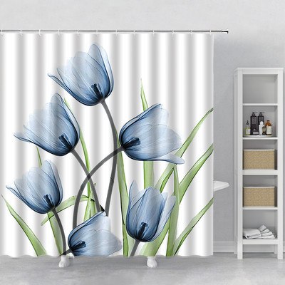 Rozā sakuras ziedi dušas aizkari japāņu ķiršu ziedi koki ziedi zemniecisks dārzs ainava auduma apdruka vannas istabas dekors