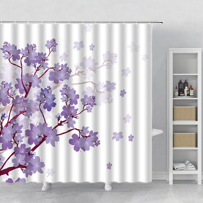 Rozā sakuras ziedi dušas aizkari japāņu ķiršu ziedi koki ziedi zemniecisks dārzs ainava auduma apdruka vannas istabas dekors