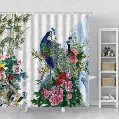 Rozā sakuras ziedi dušas aizkari japāņu ķiršu ziedi koki ziedi zemniecisks dārzs ainava auduma apdruka vannas istabas dekors