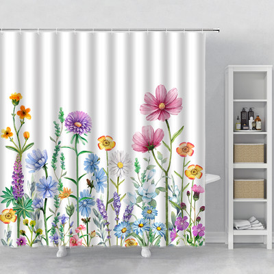 Rozā sakuras ziedi dušas aizkari japāņu ķiršu ziedi koki ziedi zemniecisks dārzs ainava auduma apdruka vannas istabas dekors